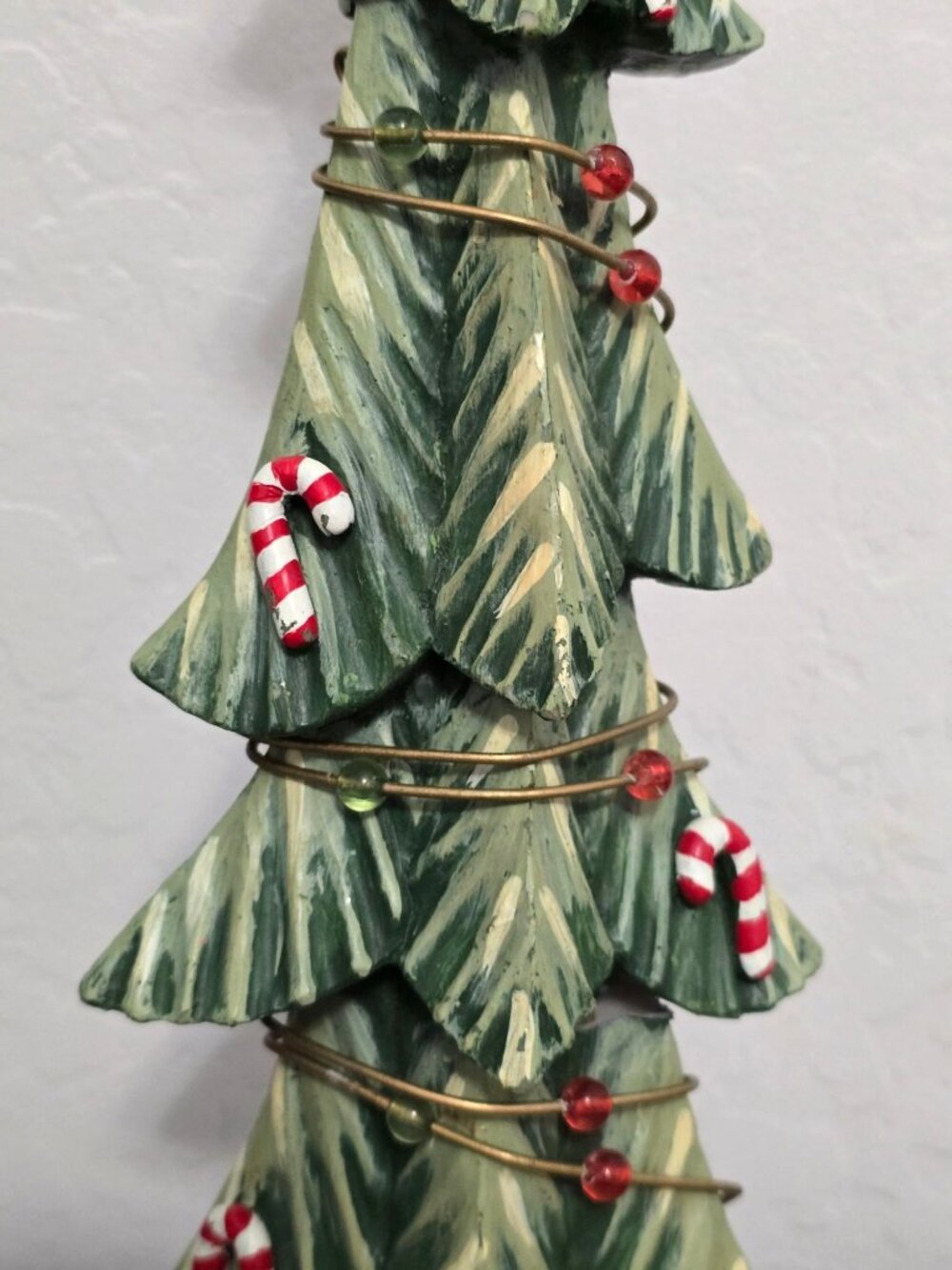 Fitz And Floyd Christmas Tree Figurine With Candy Canes & Beads 19" Tall - Picture 4 of 10